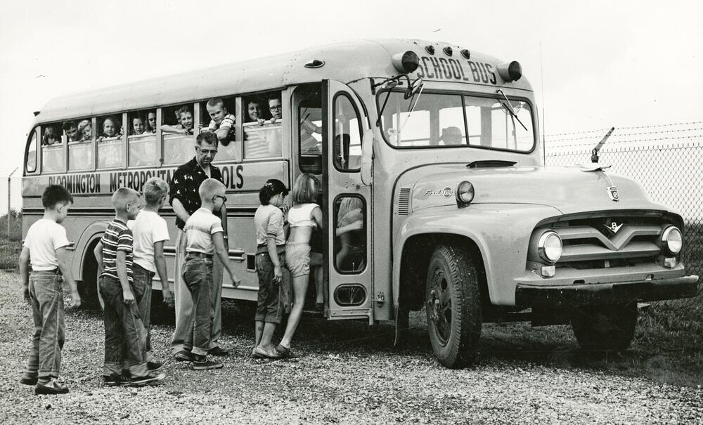 Bus and Children at Hilltop